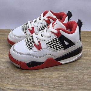 Nike Air Jordan 4 IV Retro Fire Red White 2020 BQ7670-160 Kids Shoes size 8C EUC